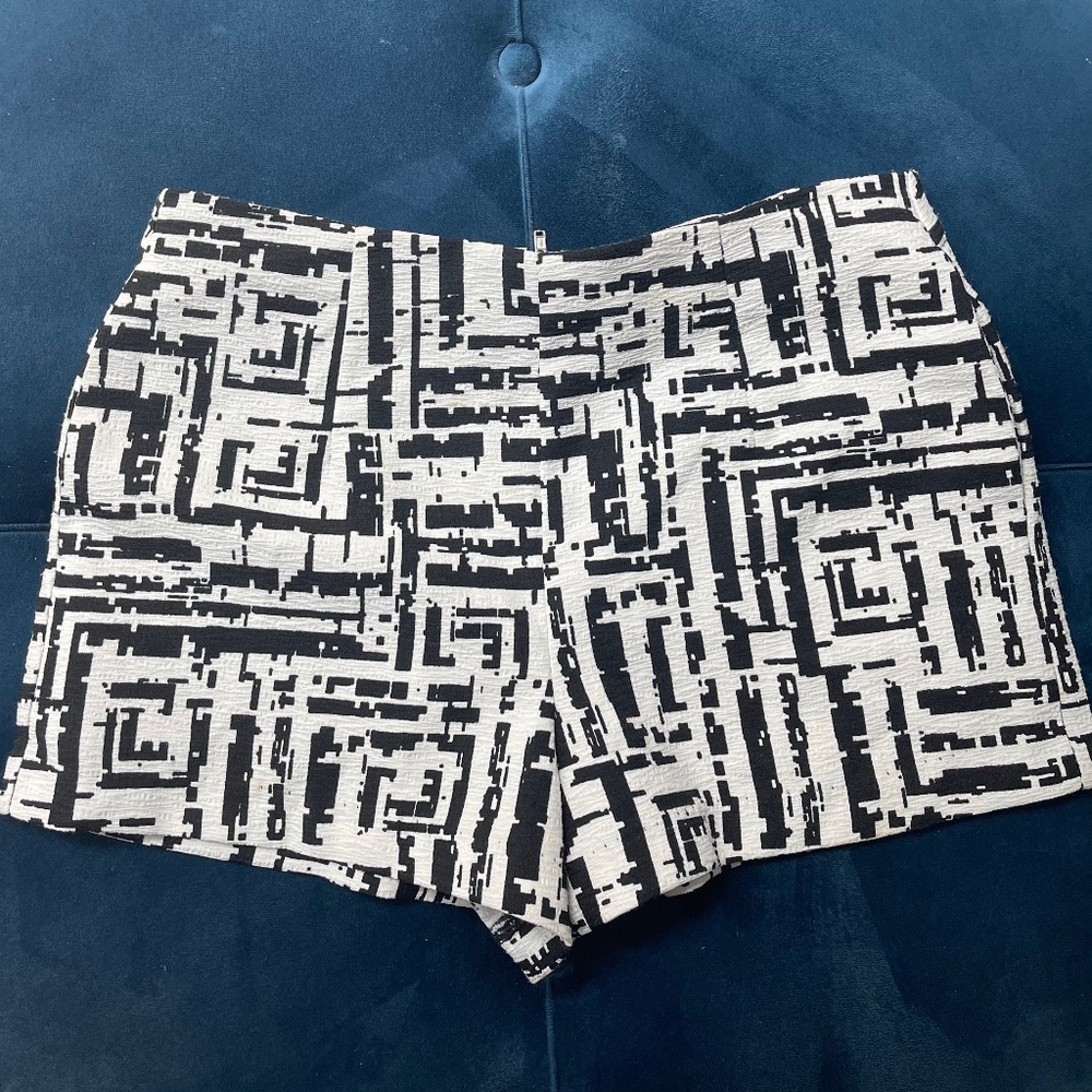 Patterned Black and White Shorts
